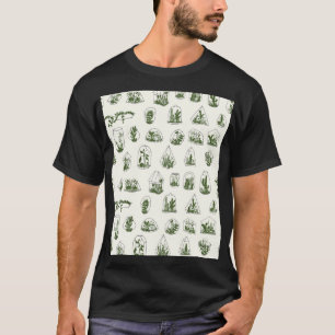 Camiseta Suculento Florario: Diseño Geométrico Vintage.