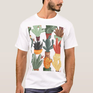 Camiseta Suculentos, cactús: lindo patrón floral.