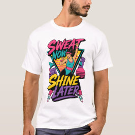 Camiseta Suda Ahora Brilla Más Tarde Retro Gimnasio de los 