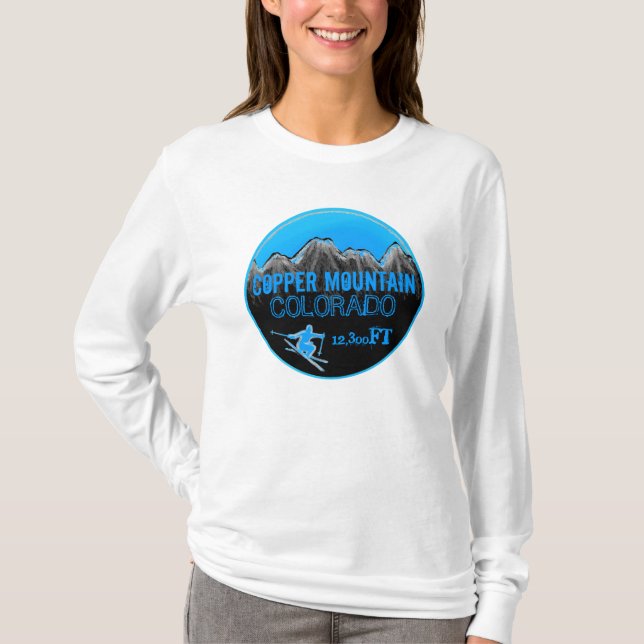 Camiseta Sudadera con capucha azul del arte del esquí de (Anverso)