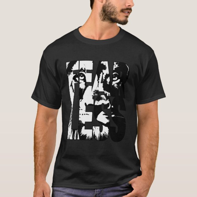 Camiseta Sudadera con capucha de león sin miedo - Ropa de c (Anverso)