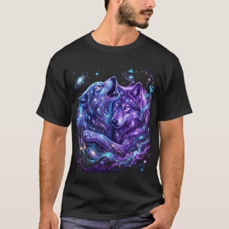 Camiseta Sudadera con capucha de lobo de galaxia mística –