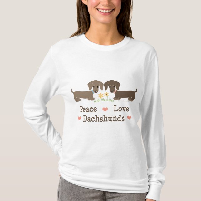 Camiseta Sudadera con capucha de los Dachshunds del amor de (Anverso)