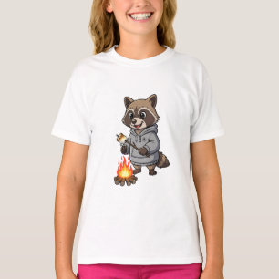 Camiseta Sudadera con capucha de mapache asando a la fogata