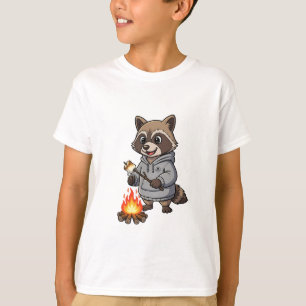 Camiseta Sudadera con capucha de mapache asando malvavisco 