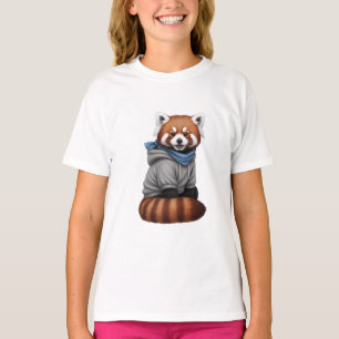 Camiseta Sudadera con Capucha de Panda Rojo Lindo para Niño