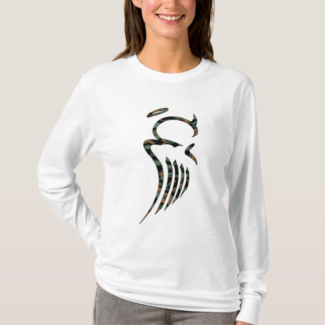 Camiseta Sudadera con capucha del ángel de Camo de las (Anverso)