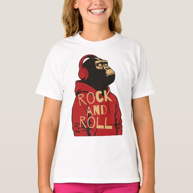 Camiseta Sudadera con capucha Gorilla Rock And Roll (Anverso)