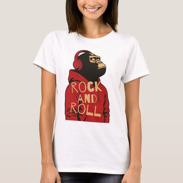 Camiseta Sudadera con capucha Gorilla Rock And Roll (Anverso)