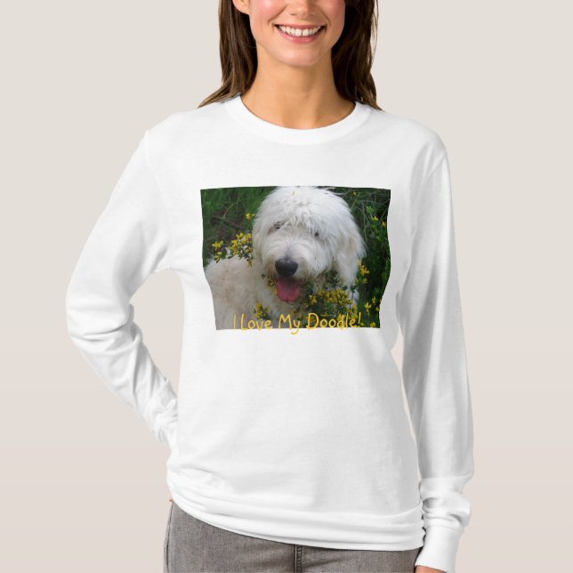 Camiseta ¡Sudadera con capucha linda de Goldendoodle, "amo (Anverso)