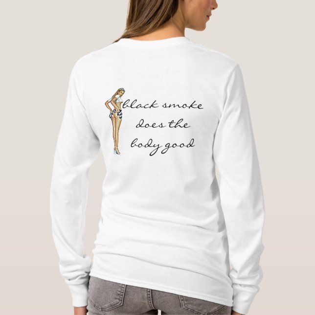 Camiseta sudadera con capucha negra del humo revisada (Reverso)