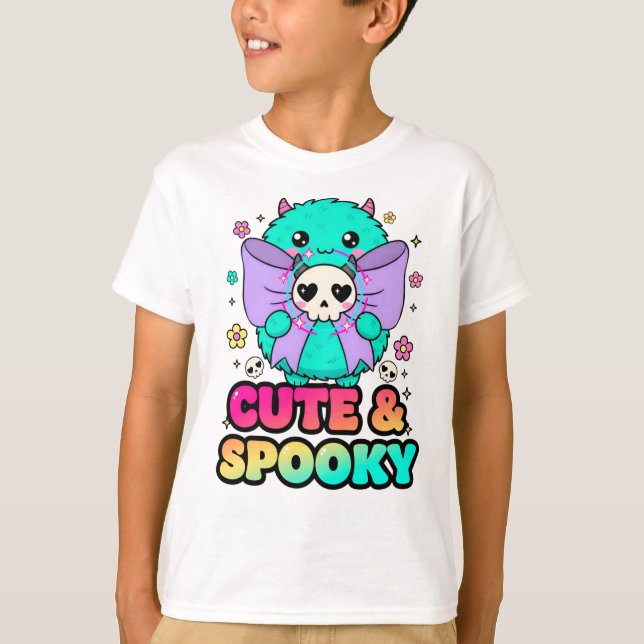 Camiseta Sudadera con monstruo de Halloween con calaveras y (Anverso)