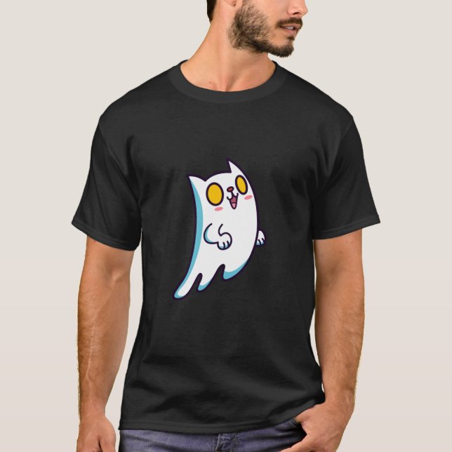 Camiseta Sudadera fantasma de gato suave (Anverso)