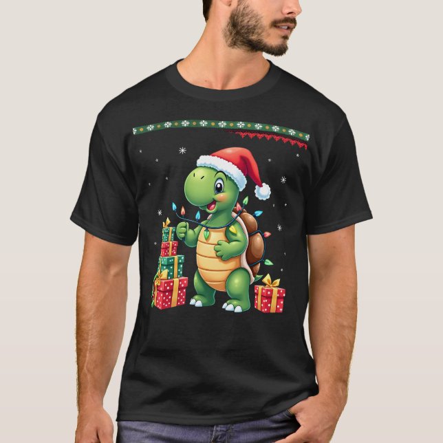 Camiseta Sudadera fea de Navidad de Tortuga Santa divertida (Anverso)