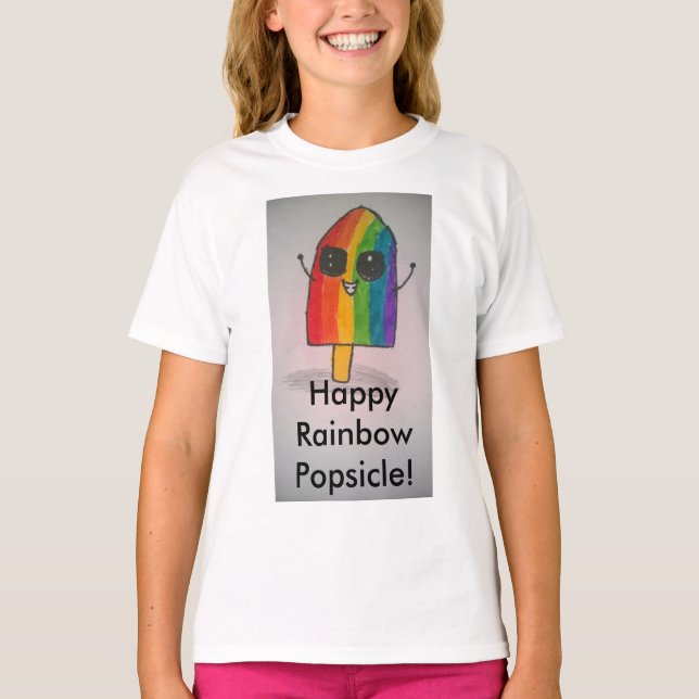 Camiseta Sudadera feliz de Chicas de popsicle arcoiris (Anverso)