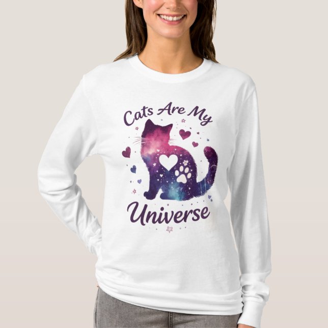 Camiseta Sudadera Galaxy Cats Are My Universe (Anverso)