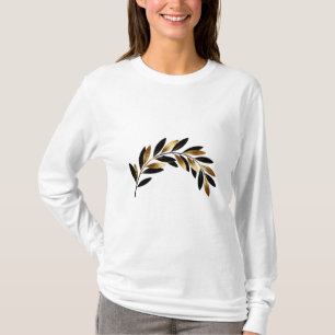 Camiseta Sudadera minimalista con rama de olivo en negro el