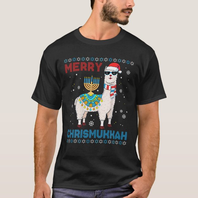 Camiseta Sudadera navideña merry Chrismukkah Cute Llama (Anverso)