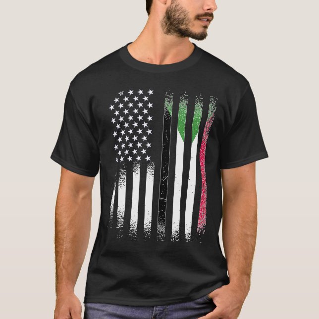 Camiseta Sudanese American Patriot Grown Country USA Flags  (Anverso)