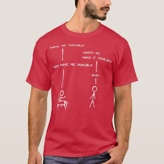 Camiseta Sudo Make Me Popcorn Funny Programming Jokes