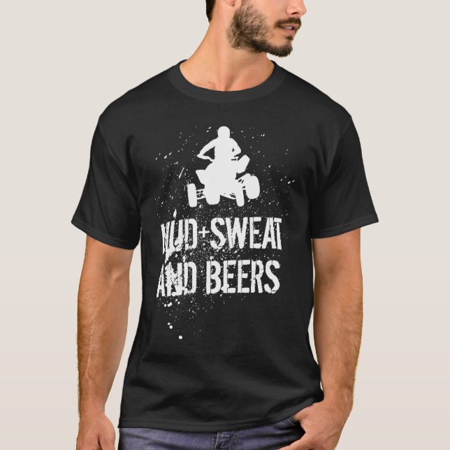 Camiseta Sudor de barro y cervezas ATV Quad Biker Cuatro Ru (Anverso)