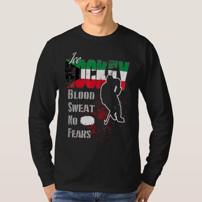 Camiseta Sudor de sangre de partidario de Kuwait sin miedo  (Anverso)