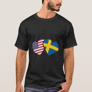 Camiseta Suecia bandera de EE. UU. Corazón Amor sueco ameri
