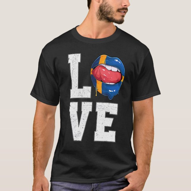 Camiseta Suecia Bandera Fan Love Sweet (Anverso)