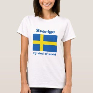 Camiseta Suecia Bandera + Mapa + Texto