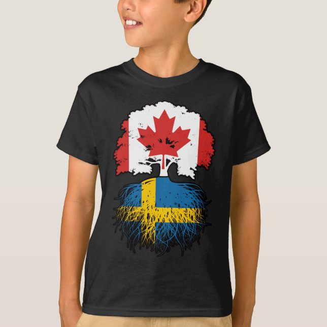 Camiseta Suecia Bandera sueca canadiense de raíces de árbol (Anverso)