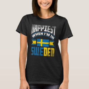 Camiseta Suecia Bandera Sueca Más Feliz Cuando Estoy En Swe