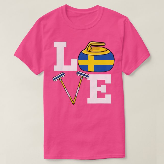 Camiseta Suecia Curling Broom Winter Sports Fla sueca (Diseño del anverso)
