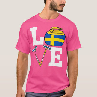 Camiseta Suecia Curling Broom Winter Sports Fla sueca