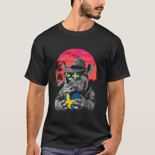 Camiseta Suecia Hipopótamo Rinoceronte Atardecer Orgullo Su