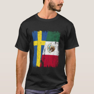 Camiseta Suecia México Media Bandera Herencia Sueca Mexican
