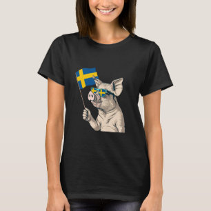 Camiseta Suecia Orgullo sueco Cute Cerdo Sverige Bandera Su