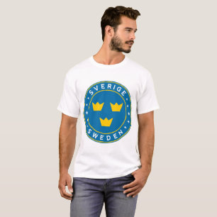 Camiseta Suecia, Sverige, 3 coronas, pegatina, círculo