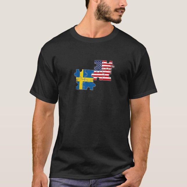 Camiseta Suecia Usa Love Roots Bandera Sueca Estadounidense (Anverso)