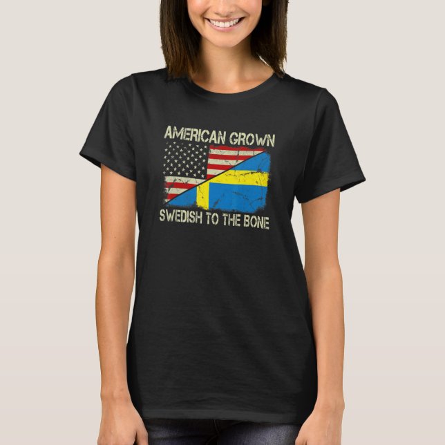 Camiseta Sueco Americano Crecido A La Bandera De Suecia De  (Anverso)