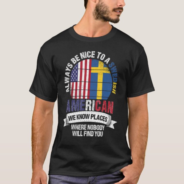 Camiseta Sueco-norteamericano conocemos lugares donde el pa (Anverso)