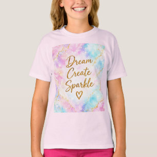 Camiseta Sueña Crea Brillo Pastel Acuarela Oro Rosa
