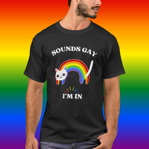 Camiseta Suena gay estoy en un gato colorido LGBT