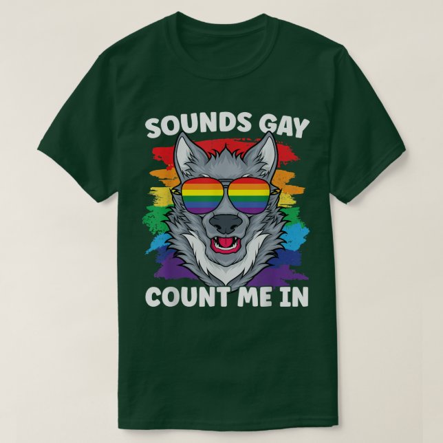 Camiseta Suena Gay Orgullo Lobo Bandera Arcoiris Comunidad  (Diseño del anverso)