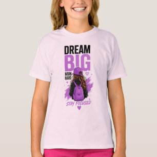 Camiseta 💜 Sueña Grande Mantén el Enfoque Motivación Escol