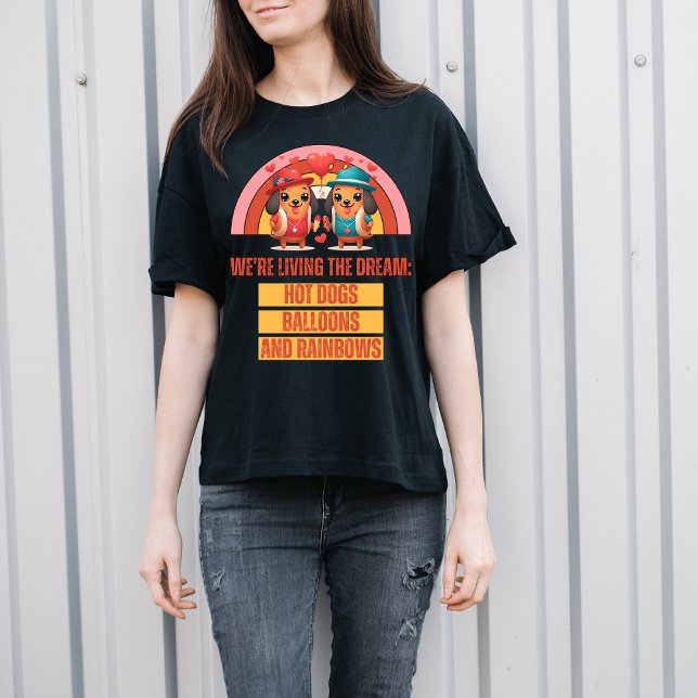Camiseta Sueño arcoiris: Adorables personajes de perros cal (Subido por el creador)