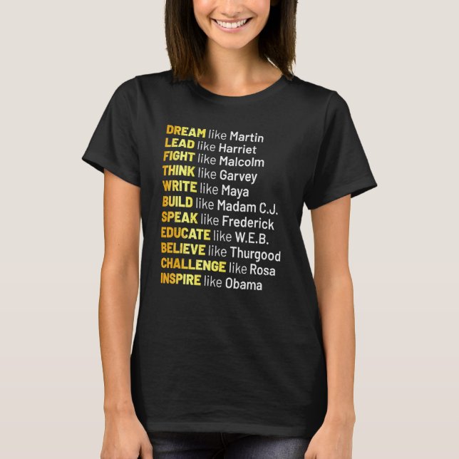 Camiseta Sueño Como Martin Lead Como Harriet Black History (Anverso)