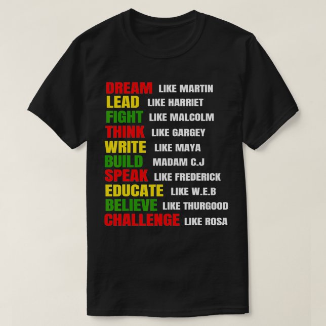 Camiseta Sueño Como Martin Lead Como Harriet Black History  (Diseño del anverso)