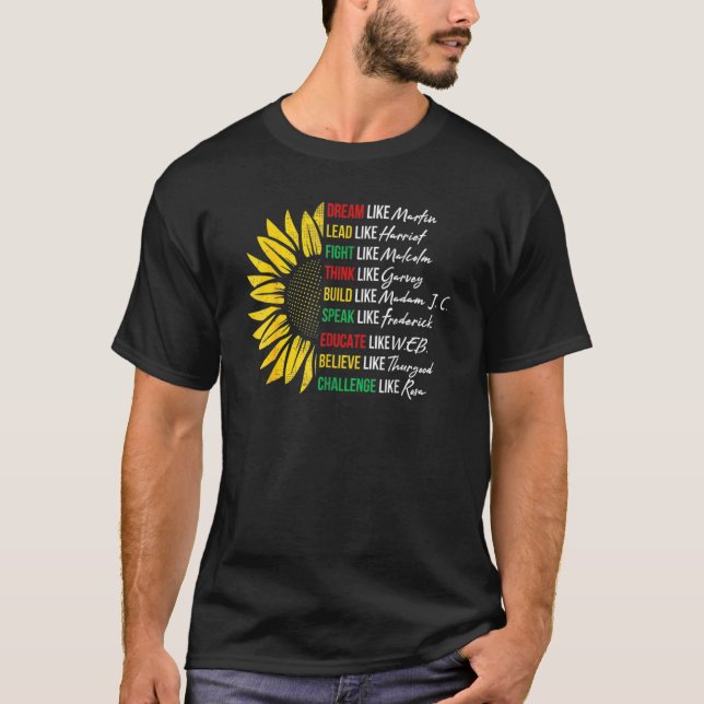 Camiseta Sueño Como Martin Los Líderes Negros Flores Histo  (Anverso)