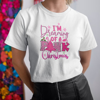 Camiseta Sueño con un Navidad rosado