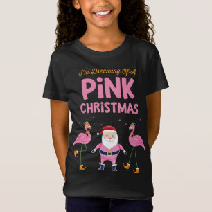 Camiseta Sueño con un Navidad rosado Flamingo Santa Tr